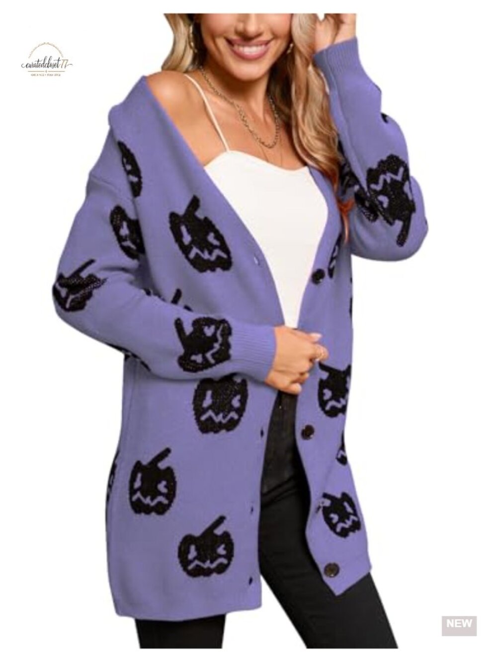 Halloween Cardigan Sweater Button Down Open Front Cable Knit Women's Fall